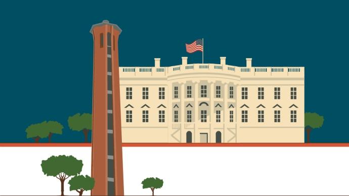 White House and Murchison tower animated graphic