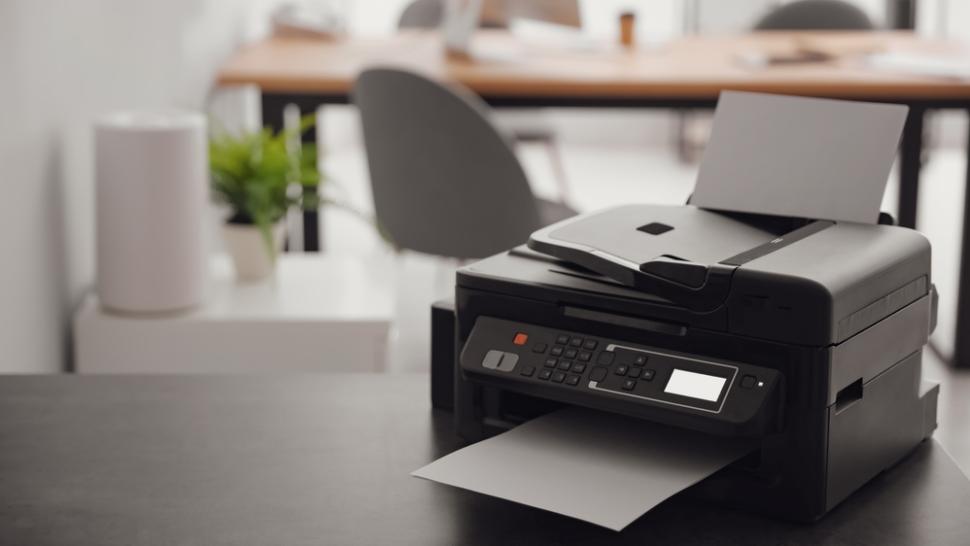 Black printer on a table
