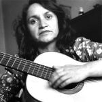 VIoleta Parra with guitar black and white photo